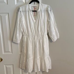Knox Rose Cotton Eyelet Lace Bohemian Knee Length Dress. Medium